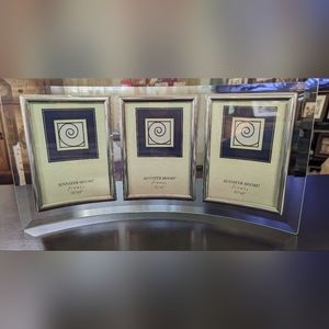 New in Box Jennifer Moore Frames Curved Glass, Triple 3 1/2" x 5" Silver